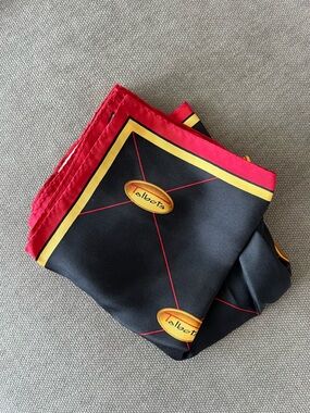 Vintage Talbots Silk Scarf Black Red Gold Made in Japan Classic Chic Square